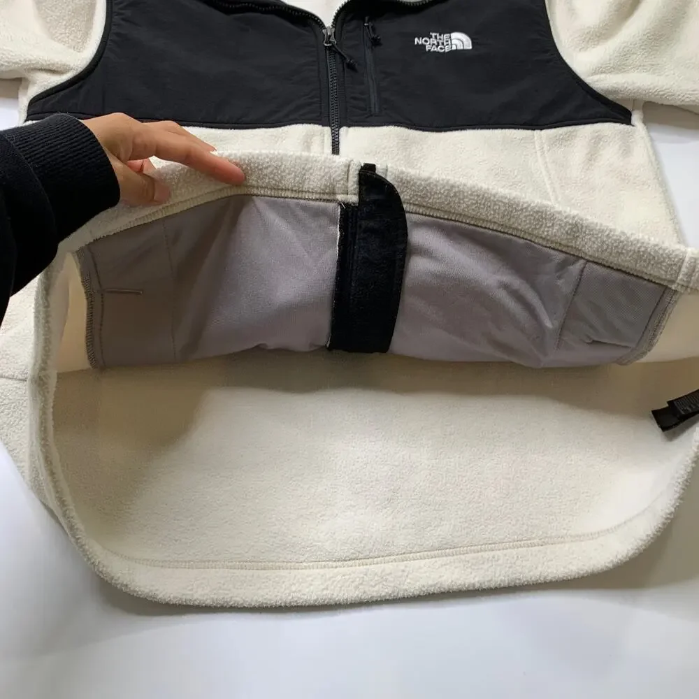 The North Face Jacket Mens M Medium Ivory Black Denali Fleece Zip Up Colorblock